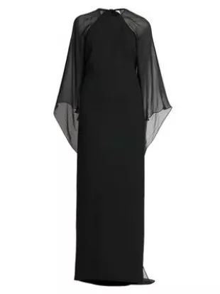 Layered Chiffon Cape Dress