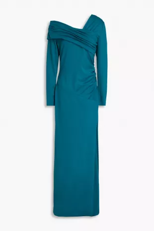 Dolores Asymmetric Draped Jersey Maxi Dress