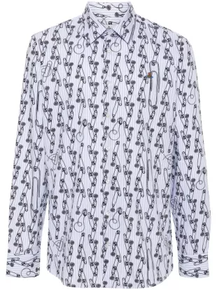 Safety Pin Jacquard Curved Hem Shirt