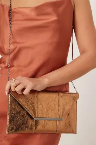 Metallic Clutch Bag in Bronze