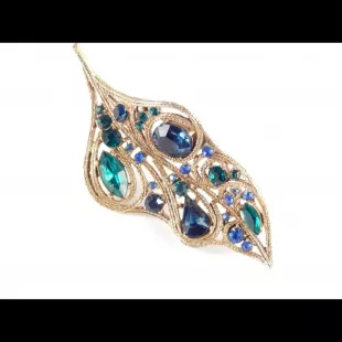 Vintage Paisley Rhinestone Leaf Brooch Pin