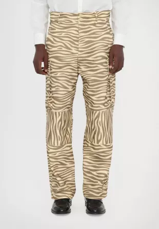 Zebra Print Pants in Beige