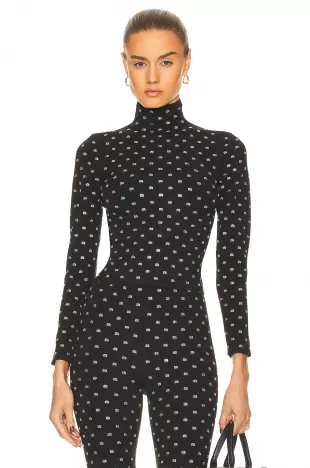 Crystal Logo Turtleneck Top
