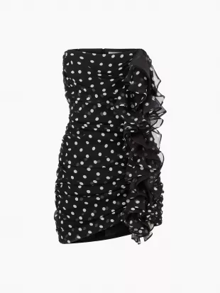 Polka Dots Bustier Mini Dress in Black