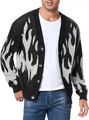 Flame Graphic Cardigan