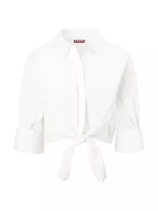 Lisa Poplin Tie Crop Shirt