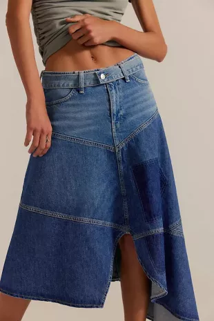 Piece Of Work Denim Midi Skirt