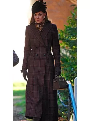 Kate Middleton Christmas Morning Service 2025 Plaid Coat