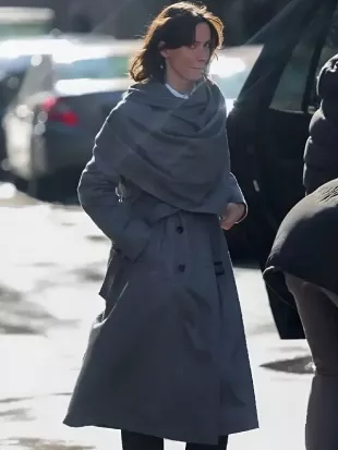 The Beauty 2026 Rebecca Hall Grey Trench Coat