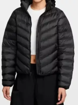 Caitlin Clark Black Puffer Hooded Jacket