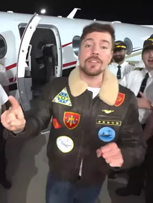 MrBeast Aviator Leather Jacket