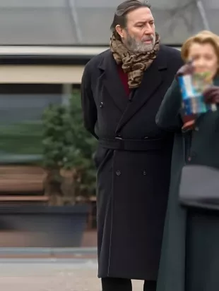 Midwinter Break 2026 Ciarán Hinds Black Trench Coat