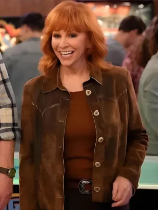 Happy’s Place Season 2 Reba McEntire Brown Suede Jacket