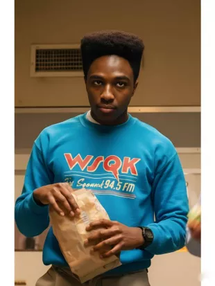 Stranger Things Season 5 Lucas Sinclair Blue Sweatshirt