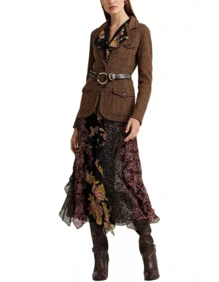 Checked Plaid Wool-Blend Blazer