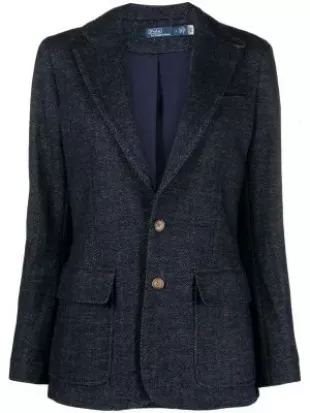Wool Cotton-blend Herringbone Blazer