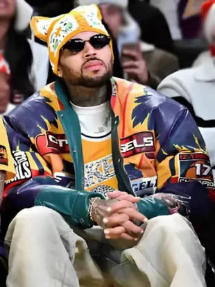Chris Brown Los Angeles Lakers Game Leather Jacket