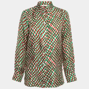 Multicolor Printed Silk Buttoned Up Shirt