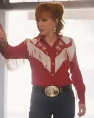 The Voice S28 Finale Reba McEntire Red Fringe Shirt