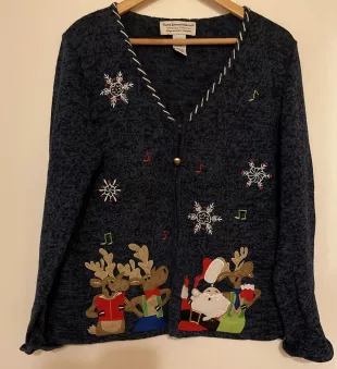 Tiara Navy Blue Christmas Ugly Cardigan