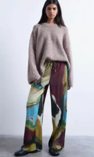 Printed Wide Leg Pants