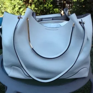 White Tote with Gold Accents