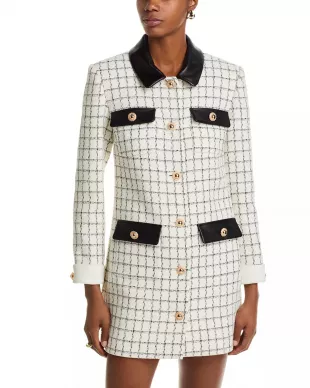Windowpane Check Bouclé Mini Dress