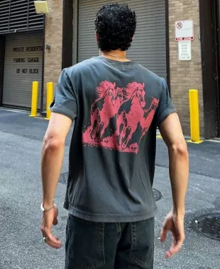 Horse Print T-Shirt Twojeys Limited Edition Anthracite Grey S 0962/810