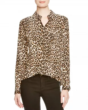 Slim Signature Leopard-Printed Silk Shirt