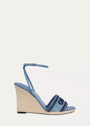 Ines Appliquéd Espadrille Wedge Sandals