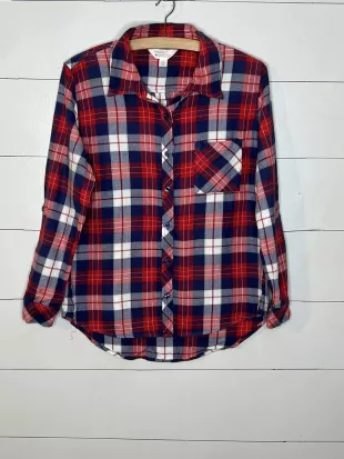 Ladies Plaid Button Down