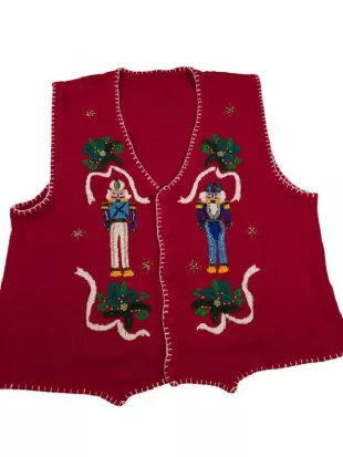 Baked with Love Holiday Vaughn Vreeland Red Knitted Vest