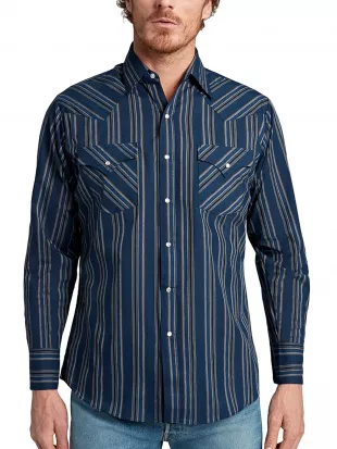Long Sleeve Stripe Western Snap Shirt