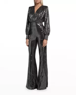 Galileo Draped Metallic Jumpsuit