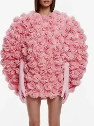 Emily In Paris S05 Lily Collins Pink Ruffle Coat