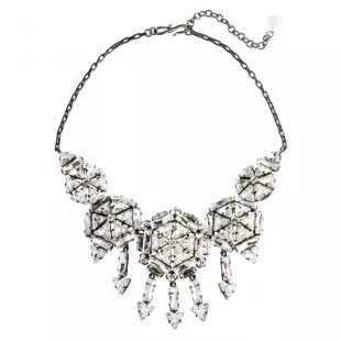Cosmo Queen Crystal Five Circle Statement Necklace