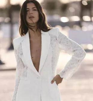 Eyelet Embroidered Blazer