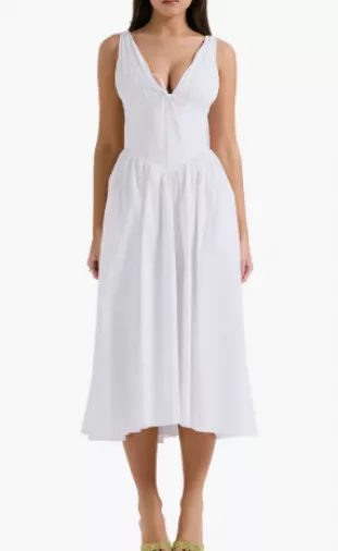 Emmelina Sleeveless Stretch Poplin Midi Dress