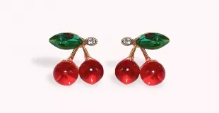 Cherry and Flower Stud Earrings