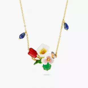 Calla Reeds And Green Stone Statement Necklace