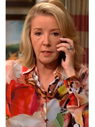 The Young and the Restless 2025 Nikki Newman Floral Silk Shirt