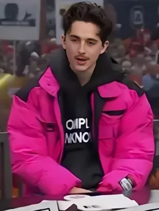 Timothee Chalamet Pink Puffer Jacket