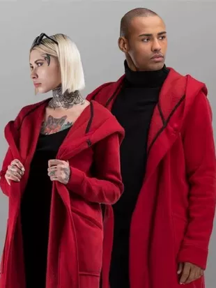 Valentines Day Couples Red Long Coat