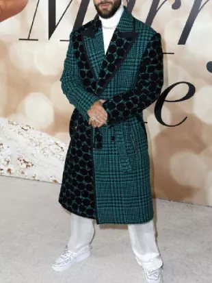 Access Hollywood Scott Evans Green & Black Houndstooth Coat