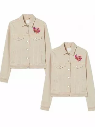 Happy Valentine Day Couple Beige Demin Jackets
