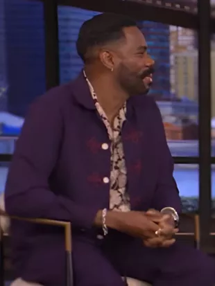 Live with Kelly & Mark 2025 Colman Domingo Purple Embroidered Shirt