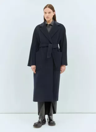 Wool And Cashmere Robe Coat Blue