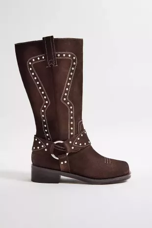 Austin Studded Suede Knee High Boots