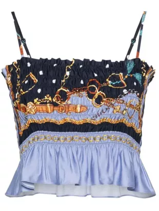 Polka Dot and Chain Print Crop Top