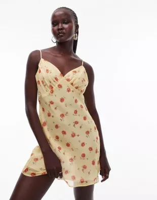 Ruched Bust Mini Slip Dress